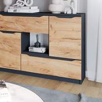 Combohome Commode en chêne 120 x 84 cm avec tiroirs pour vêtements et articles de tous les jours - Gris ciment