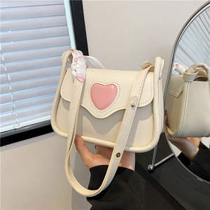 Minimalist <b>Heart</b>-<b>Shaped</b> Women's <b>Bag</b>, Patchwork Design, Shoulder <b>Bag</b>, Versatile Summer Shoulder Crossbody <b>Bag</b> - Product Image 1