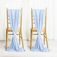 XinLan nouveau Design solide plaine poussiéreux bleu en mousseline de soie chaise ceinture événement mariage chaise décoration chaise ceinture