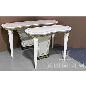 High End Hotel Apartment Living Room Furniture Oval White <b>Console</b> <b>Tables</b> Long Wooden <b>Tables</b> With <b>Gold</b> Frame 01 Oval <b>Console</b> - Product Image 6
