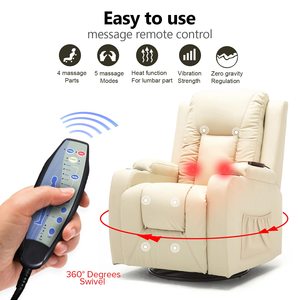 VANBOW Ergonomische <span class=keywords><strong>Massage</strong></span> Rocker Liegestuhl PU Leder beheizte Lounge 360 Grad drehbar ausziehbar Sofa Sitz Holz Getränk - Product Image 2