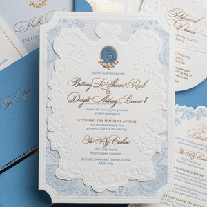 Juego de tarjetas de boda en relieve con logotipo personalizado RSVP Menú Papel y cartón Impresión para regalos promocionales - Product Image 1