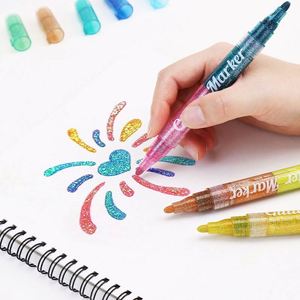 8-Piece 16 Colors Glitter Highlighters Dual Convertible Tip Diy Painting <b>Pen</b> Flash Water-Based Marker <b>Pens</b> With Color <b>Box</b> - Product Image 4