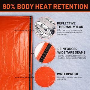 Saco de dormir de emergencia Mantas térmicas de emergencia para supervivencia, manta de emergencia y saco térmico Bivy para acampar al aire libre - Product Image 2