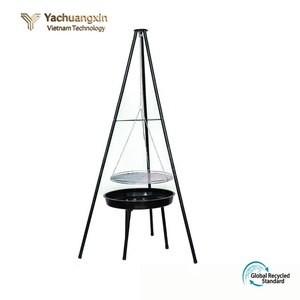 Outdoor Charcoal Grill <b>Stand</b> with Hanging Rack and Fire Bowl for Camping Cooking - Product Image 6