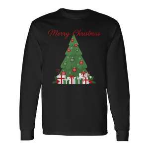 T-shirt à manches longues Merry Christmas avec motif d'arbre de Noël, taille adulte unisexe - Product Image 1