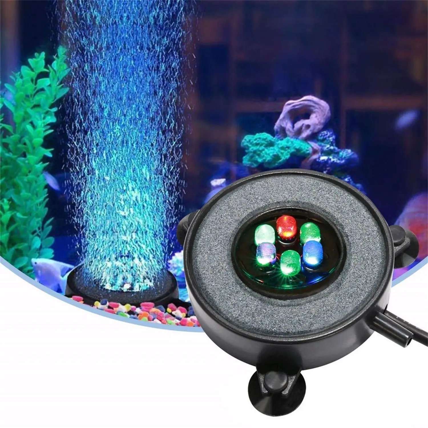 8 W RGB ضوء حوض السمك IP68 مقاوم للماء تغيير لون حوض الأسماك أضواء متعددة الألوان بقيادة مصباح فقاعة تحت الماء