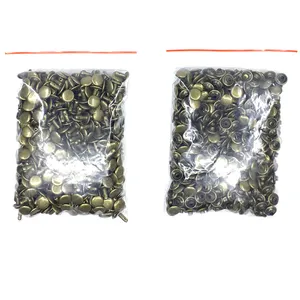 5/6/7/8/9/10/12/15mm Rivets en métal argent Bronze <span class=keywords><strong>dor</strong></span>é noir Rivets en cuir Double face accessoires de bagages couvercle à pression en métal - Product Image 1