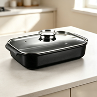 Plat à rôtir ovale 41x7,5 cm en aluminium antiadhésif, compatible induction, gaz et four, pour cuisine domestique, léger, grande taille, cuve basse