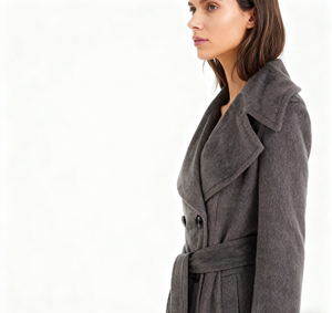 Özelleştirilmiş yüksek kalite toptan bayanlar moda klasik çift göğüslü kahverengi yün ceket kemer - Product Image 3