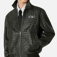 Veste en cuir PU à manches longues avec col rabattu, logo OEM/ODM personnalisé, taille plus pour homme