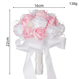 Blanc Satin Rose Clair Soie Rose Moderne Bouquet De Mariage De Luxe Bouquet De Mariée À La Main Mariée Tenu Dans La Main Fleur Romantique Valentine - Product Image 6