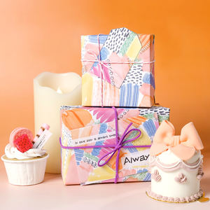 Vente en gros de papier d'emballage d'anniversaire enduit de haute qualité rouleau de blocs de coup de pinceau emballage cadeau artisanat supérieur - Product Image 6