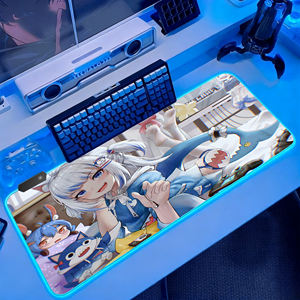 Alfombrilla de Ratón RGB para Juegos - Diseño de <span class=keywords><strong>Anime</strong></span> Blue Shark Girl - Alfombrilla de Escritorio LED Extragrande XXL con 12 Modos de Iluminación para Gamers de PC - Product Image 3
