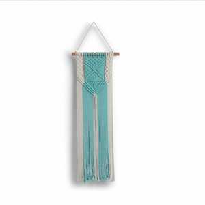 Atrapasueños de Macramé Blanco Turquesa, Decoración de Pared, Arte de Pared Decorativo, Decoración Boho para el Hogar - Product Image 1
