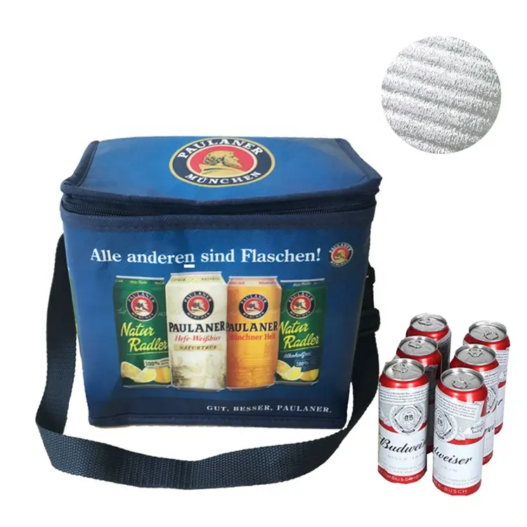 Saco térmico de sublimação não tecido, saco térmico de folha de alumínio para garrafa de vinho e cerveja, logotipo personalizado, pacote com 6 unidades
