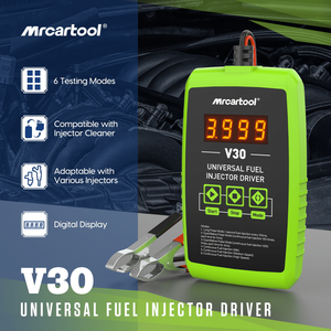 Herramienta de prueba y limpieza de inyectores de combustible MRCARTOOL V30, probador de pulso de inyectores automotrices de 12V para diagnóstico del sistema de combustible del automóvil - Product Image 1