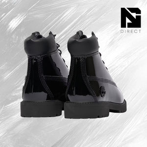 Botas Impermeables Premium de 6 Pulgadas para Jóvenes, 'Cuero Patentado Negro', con Cordones, Botas Casuales de Otoño e Invierno para Exteriores - Product Image 4