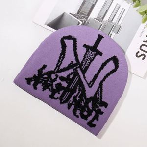 Vente en gros Nouvel arrivage de chapeaux d'hiver de haute qualité Bonnet en tricot jacquard acrylique chaud Y2K personnalisé - Product Image 6