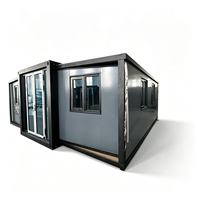 Maison conteneur pliable et extensible à double aile de 20 et 40 pieds, construction modulaire à assemblage rapide pour dortoirs de travailleurs, camps et abris d'urgence