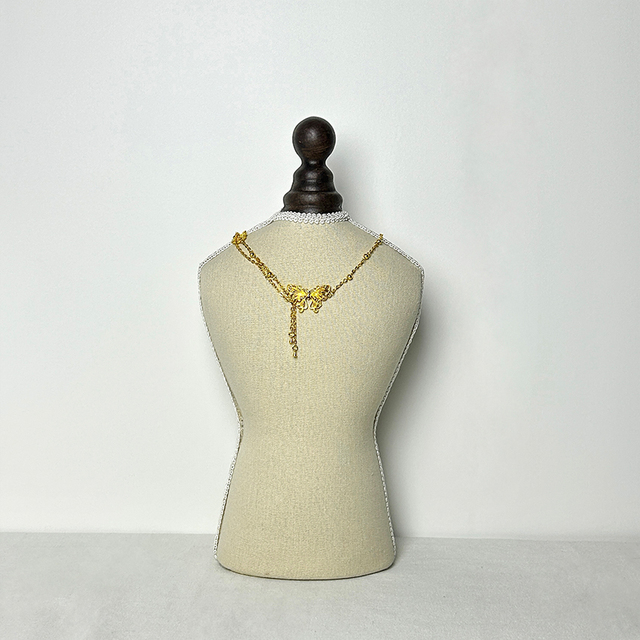 Jewelry Stand Display Wood Necklace Chain Jewelry Bust Necklace Display Holder Stand Mannequin Fabric Bust Shape Jewelry Holder