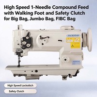 Machine à coudre haute vitesse 1 aiguille à entraînement composé avec pied entraîneur et embrayage de sécurité pour sacs Big Bag, Jumbo Bag, FIBC