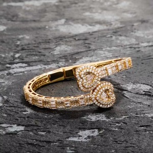 Most Selling Heart Cut Diamond Cuff <b>Bracelet</b> with 18K Gold Plated Finish Jewelry <b>for</b> <b>Women</b> Perfect <b>for</b> Bridal <b>For</b> Sale - Product Image 3