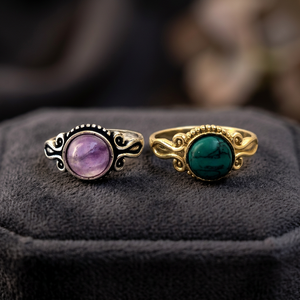 แหวนหินอเมทิสต์ผสม,เครื่องประดับแหวนทองเหลืองเทอร์ควอยซ์ - Product Image 3