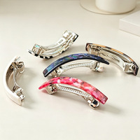 Élégante petite pince à cheveux en acétate pour l'arrière de la tête, barrette droite à ressort, pince horizontale pour queue de cheval et franges