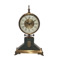 Horloge de table vintage en marbre, cadran en bronze antique avec chiffres romains, mouvement silencieux à quartz, décoration de luxe pour la maison, idéale comme cadeau