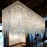 Lustre rectangulaire en cristal de luxe léger, à intensité variable, anti-éblouissement, LED, pour salle à manger, bar, directement de l'usine