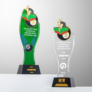 DEMO Custom K9 campione di biliardo trofeo premi 3D stampa oro piccola targa di cristallo Snooker premio per il gioco di biliardo - Product Image 1