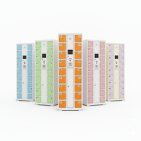Casier mural compact à 6 ou 12 portes avec accès par code PIN pour la recharge de téléphones, idéal pour les écoles, les campus, les bureaux et le stockage d'appareils pour le personnel.