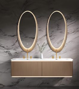 Mobile Bagno Ultra Moderno in PVC Grigio con Armadietto Sospeso e Unità Laterale Verticale Salvaspazio - Product Image 6