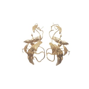 Colgante de cobre puro chapado en oro con diseño de grulla y rama de pino, estilo antiguo, para uso diario. - Product Image 5