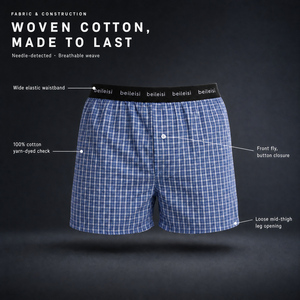 Boxer pour <span class=keywords><strong>homme</strong></span> exclusif transfrontalier en pur coton, taille mi-haute, tissé, coupe ample, style <span class=keywords><strong>pyjama</strong></span> - Product Image 3