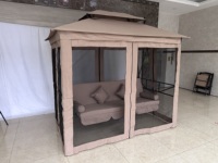 Lit balançoire de jardin 3 places avec moustiquaire, chaise suspendue fonctionnelle résistante aux UV, hamac suspendu avec structure métallique