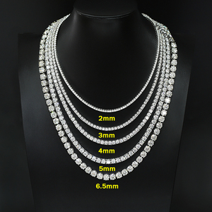 Collier tennis unisexe en argent sterling 925 plaqué or avec diamants moissanite VVS, sertis griffe, passe le testeur de diamants - Product Image 2
