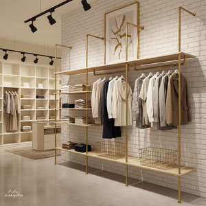 Perchero Metálico Dorado Multifuncional, Elegante Perchero Móvil de Hierro, Estantes Apilables para Ropa, Estante de Almacenamiento de 8 Niveles para Pared - Product Image 3