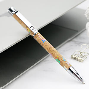 P4600 stylo à bille rotatif créatif en métal <span class=keywords><strong>grain</strong></span> de liège 1.0mm écriture papier acier cadeaux d'entreprise impression de logo personnalisé - Product Image 3
