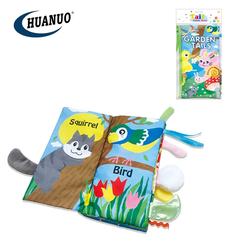 Colas de animales suaves, libros en 3d, promoción de juguetes, libro de tela para bebés hecho por tela de algodón