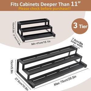 Genişletilebilir baharat organizasyon raf 3-Tier baharat rafı organizatör mutfak dolabı veya kiler için - Product Image 3