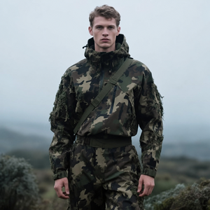 Tissu en polyester imprimé camouflage numérique, effet peau de pêche, film PU blanc, imperméable 15K, respirant 10K, pour veste de chasse WBK1027-3 - Product Image 3