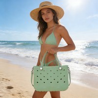 Sac de plage en EVA tendance, design classique, anti-décoloration, flexible, imperméable, respirant, séchage rapide, anti-sable, avec motif de trous de drainage