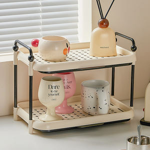 Dubbellaags Plastic Beker Opbergrek Hoog Niveau Waterbestendig Thuiskantoor Voor Eettafel Thee Koffieset - Product Image 5
