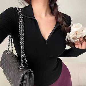 Tengcai vêtements été chaud femmes Sexy décontracté Unique coloré femmes couleur unie Blouse femmes fermeture éclair personnalité T-shirt - Product Image 6