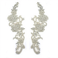 Applique en strass perlée faite à la main pour corsage de robe de mariée, vente en gros, petite quantité, paire ou pièce unique