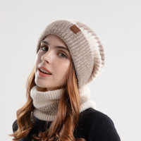 Vente en gros SYH964 Bonnet d'hiver de luxe Écharpe Ensembles de gants Logo personnalisé Tricoté Cachemire Laine Camouflage pour les femmes en plein air
