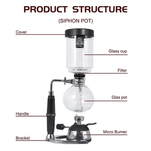 Tùy chỉnh sản phẩm mới 5 Espresso ly <span class=keywords><strong>Siphon</strong></span> cà phê Maker Tabletop syphon cà phê <span class=keywords><strong>brewer</strong></span> 600ml với Micro Burner - Product Image 3
