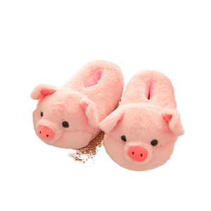 Sevimli pembe domuz karikatür hayvan kadın kürklü terlik sıcak ev pamuklu ayakkabılar PP pamuk dolgu ile doğum günü için - Product Image 1